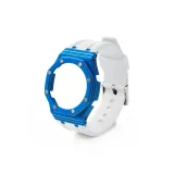 Углеродное волокно, синий чехол для часов + белый ремешок