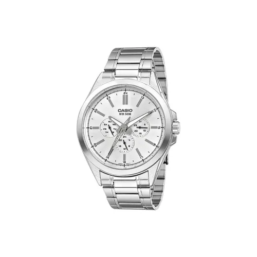CASIO Кварцевый механизм ремешок из нержавеющей стали мужские часы серебристый циферблат