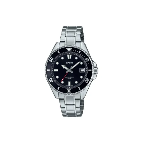 CASIO MDV 10D Collection Кварцевый механизм нержавеющая сталь ремешок женские часы черный циферблат модель MDV 10D 1A1V