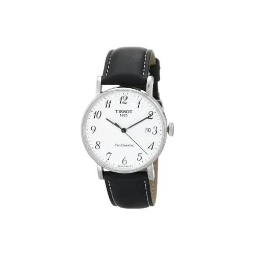 TISSOT Автоматический Механический Часы Мужские 40 мм Белый Циферблат Корпус из Нержавеющей Стали Кожаный Ремешок