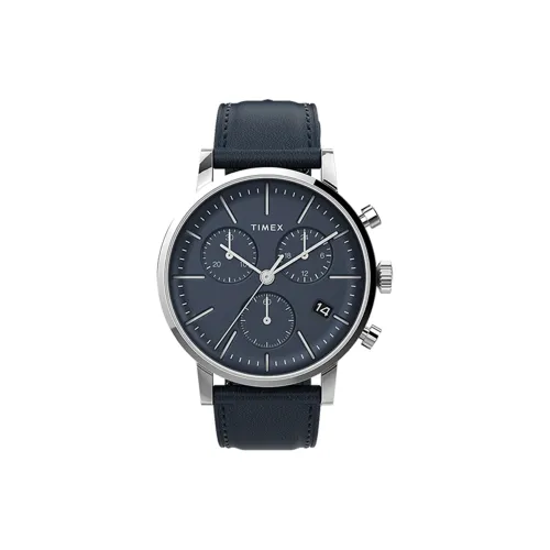 TIMEX TREND Collection Мужские часы Кварцевый механизм Кожаный ремешок Синий циферблат