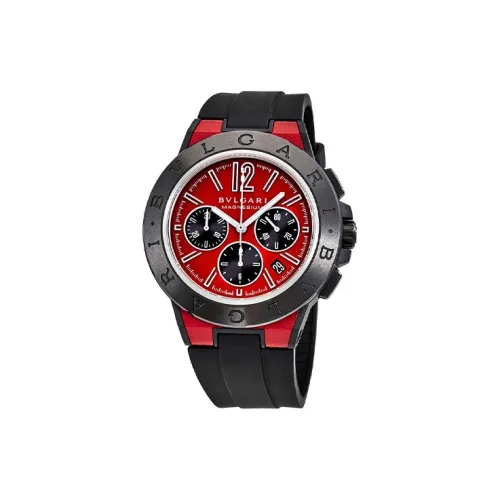BVLGARI Наручные часы Автоматический Механический Механизм Резиновый Ремешок 42,5 мм Красный Циферблат Унисекс DG42C9SMCVDCH