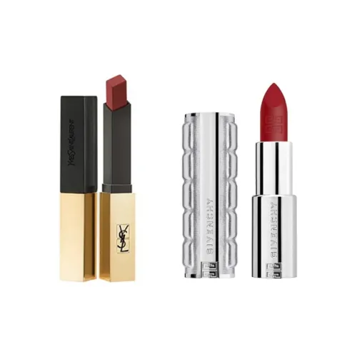 Givenchy Limited Lipstick #27 + Тонкая Туба PURE Lipstick N°1966 Тепло-коричневый Тон Комбинация Велюр Легко Смешивается Цвет Лицо