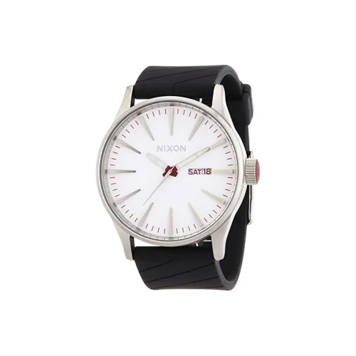 NIXON Наручные часы Кварцевый механизм Резиновый ремешок 42 мм Белый циферблат Мужские часы