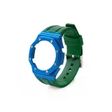 Carbon Fiber Blue Watch Cases + Green Strap  
Углеродное волокно, синий, чехлы для часов + зеленый ремешок