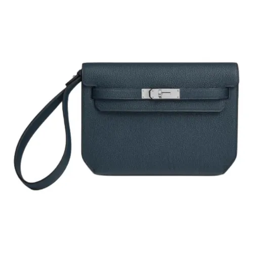 HERMES Kelly Depeches Коровья кожа Togo Клатч Мужской Z7 BLEU Океанический Глубокий морской синий