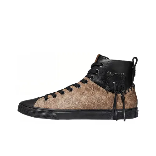 COACH C220 Высокие Топы Стильные Скейтбординг Мужские Хаки Черный