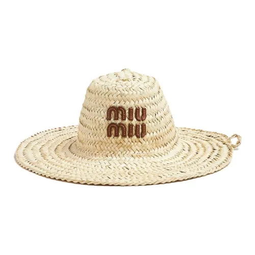 MIU MIU Raffia Bucket Hats Women's Beige