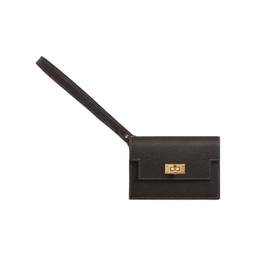 HERMES Kelly Pocket Chamkila шевро Клатч Кошелек Женские 3S Macassar Эбони Цвет