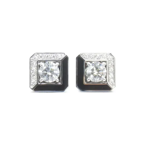 Cartier 18K Белое золото с ромбовидными серьгами-гвоздиками Женское серебро