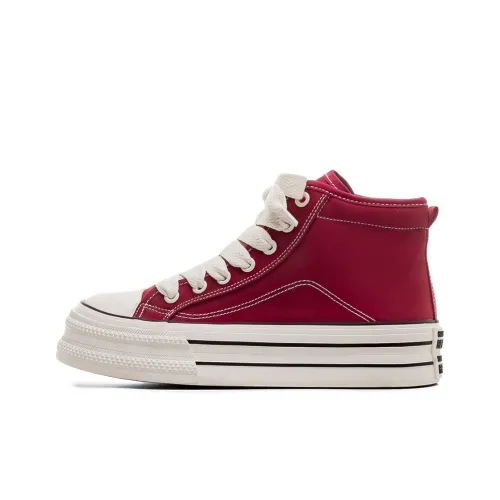 RENBEN Износостойкий и Легкий Высокий Топ Кеды Женские Красный