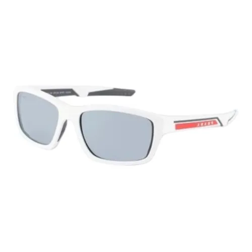 PRADA Ацетат Прямоугольные Солнцезащитные очки Мужские Белые