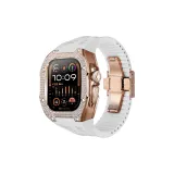 Розовый инкрустированный корпус, белые принтерные ленты