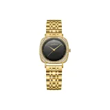 Чёрный циферблат, стальной браслет.