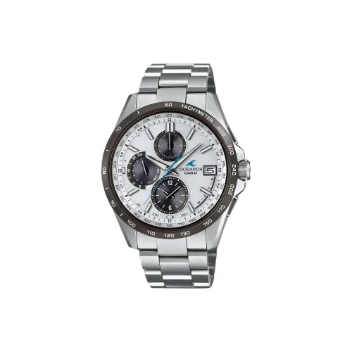 Casio Солнечный Кварцевый Механизм Титан Ремешок Часы Мужские Белый Циферблат