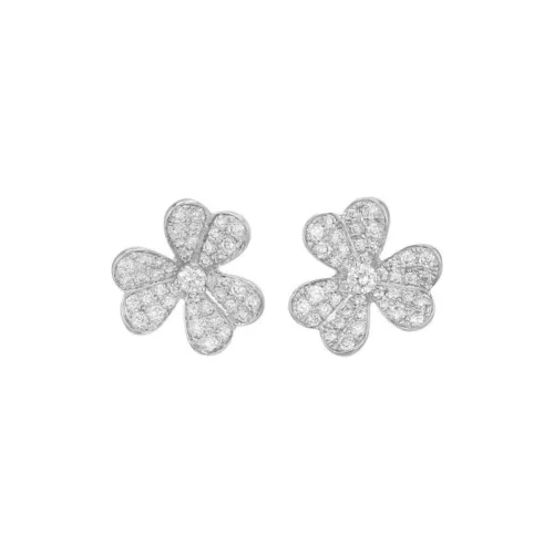 Van Cleef Arpels 18К Белое золото Серьги-гвоздики Женское серебро