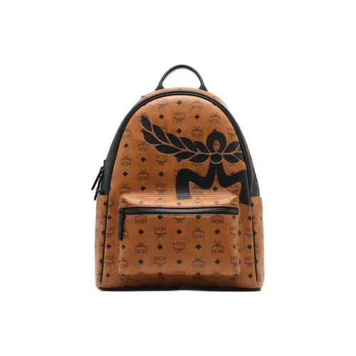 MCM STARK Холст с кожей Рюкзак Средний Унисекс Коньяк