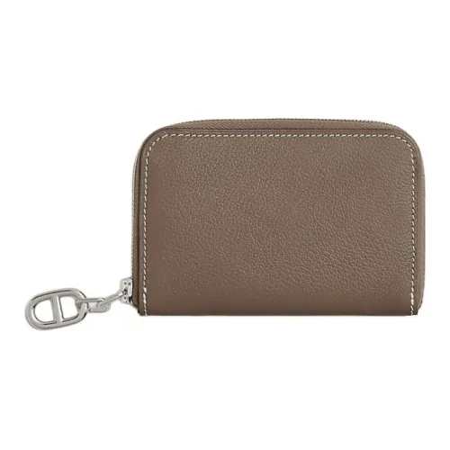 HERMES Zipengo Evercolor Телячья кожа Держатель для карт Женский 18 слоновый серый