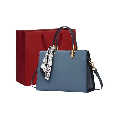 Old Man's Head Коровья кожа с синтетической кожей Сумка через плечо Женская Синяя