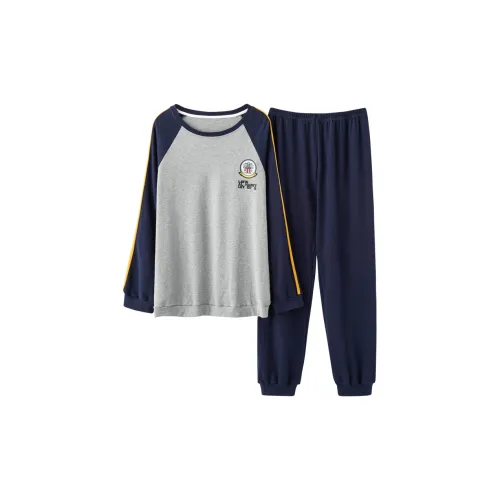 Montagut Pajama Комплект Осенний Зимний Мужской 2 Штуки Серый Синий