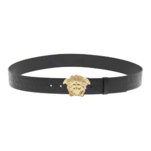 VERSACE Кожа Металл Кожаные ремни Мужской Черный Ширина 4CM