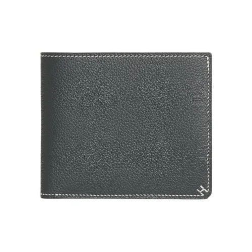 HERMES H Sellier Evercolor Телячья кожа Кошелек Унисекс H0 Misty Серый