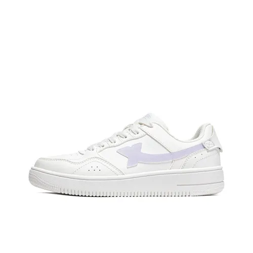 XTEP Покрытие Slip-Resistant и Abrasion-Resistant Низкие Кроссовки для Скейтбординга Женские Белые Фиолетовые