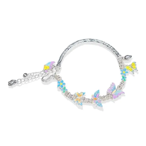 WANLIACC Сплав Многоцветный Цветочный Бабочка Браслет Женский