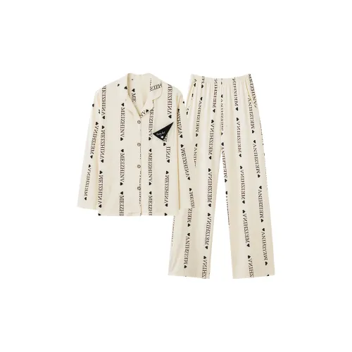 Montagut Pajama Комплект Осенний Зимний Женский Двухкомпонентный Набор Абрикосовый