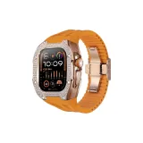 Розовый чехол, оранжевый ремешок