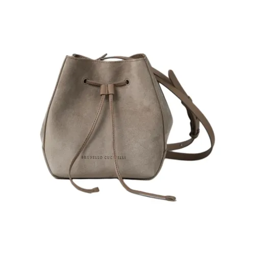 BRUNELLO CUCINELLI Замша Ведрообразная Сумка Сумка через плечо Женская Светло-Серый