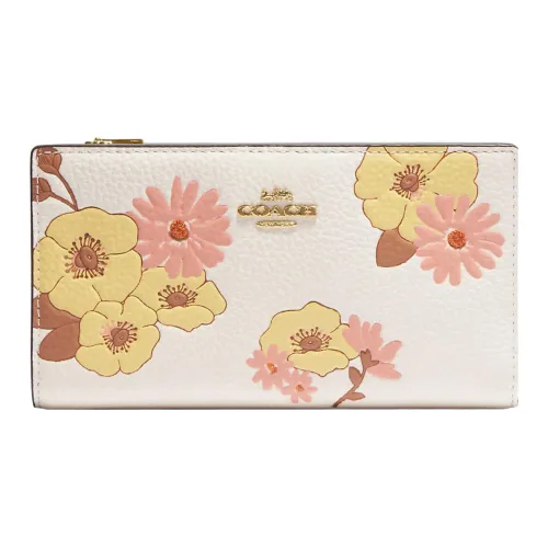COACH Slim Wallet из кожаной галечницы клатч кошелек маленький женский белый