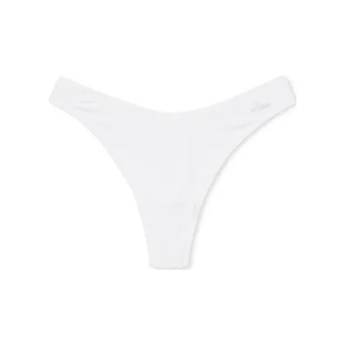 Victoria's Secret Розовый Хлопок HIGH Нога Стринг PANTY Optic Белый Нижнее белье Женские 1 Пачка Белый