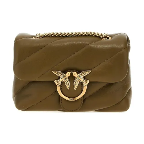 PINKO LOVE Collection Puff Овечья кожа Сумка через плечо Мини Женская Армейский зеленый