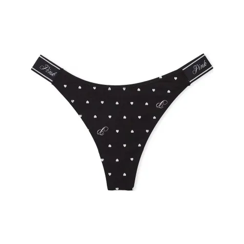 Victoria's Secret Розовый логотип Хлопок HIGH Нога Стринг PANTY PBHP Нижнее белье Женские 1 упаковка Черный