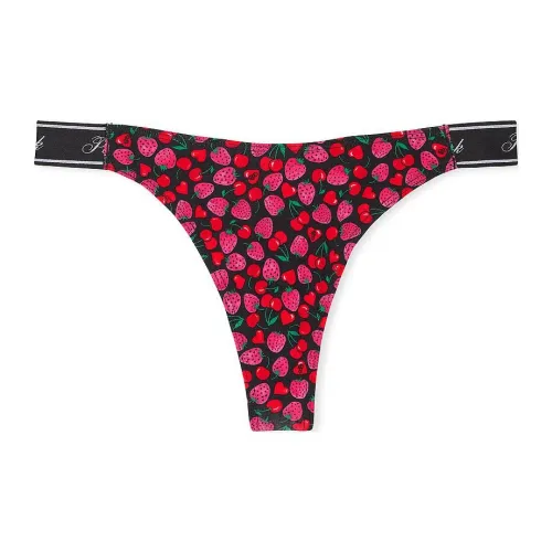 Victoria's Secret Розовый логотип Хлопок HIGH Нога Стринг PANTY P B C S P Нижнее белье Женские 1 шт Черно-красный