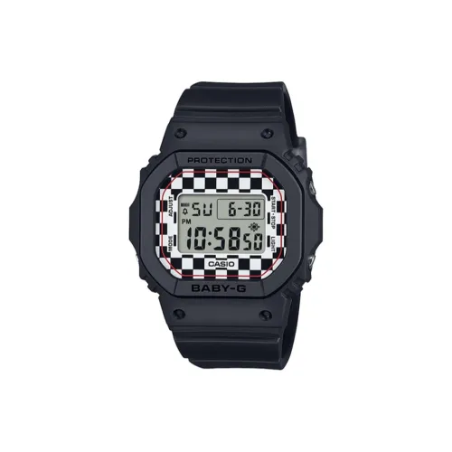 CASIO Малыш G Коллекция Small Block Кварцевый механизм Смольный ремешок Часы Женские часы Черный циферблат
