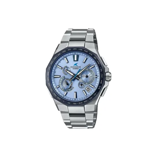 CASIO Солнечный Кварцевый Механизм Титан Ремешок Часы Мужские Синий Циферблат