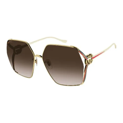 GUCCI Металл Прямоугольные Солнцезащитные очки Женские Золотые