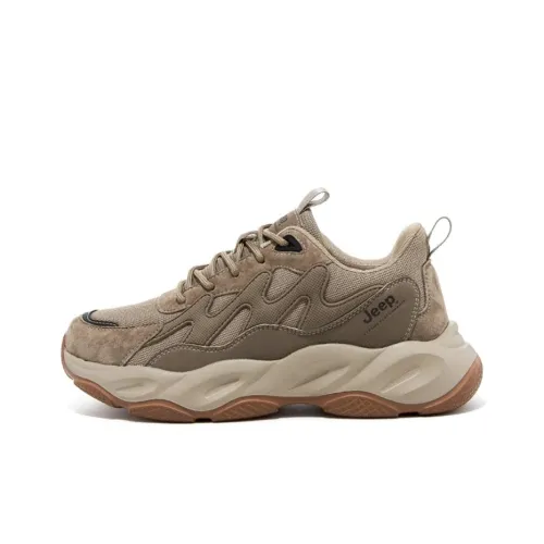 JEEP Дышащие и Износостойкие Низкие Кроссовки с Толстой Подошвой Мужские Хаки