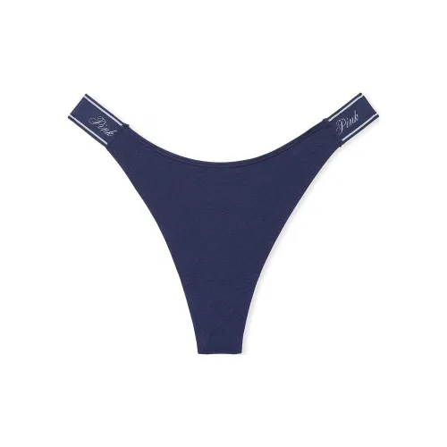 Victoria's Secret Розовый логотип Хлопок HIGH Нога Стринг PANTY Полуночный синий Нижнее белье Женские 1 шт Морской синий