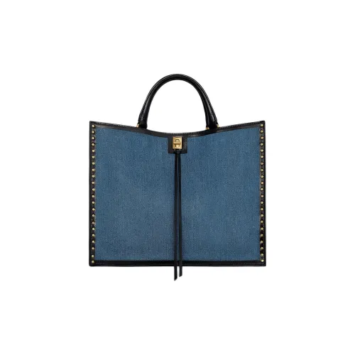 REBECCA MINKOFF Хлопок Тоут Сумка Сумка для покупок Сумка Женская Синяя и Черная