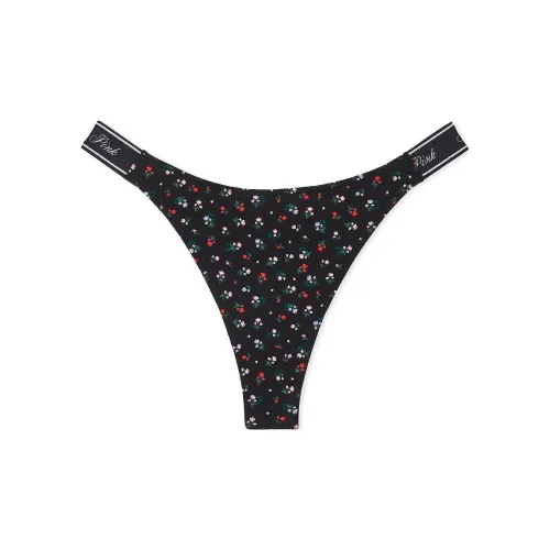 Victoria's Secret Розовый логотип Хлопок HIGH Нога Стринг PANTY PBHP Нижнее белье Женские 1 шт Черный