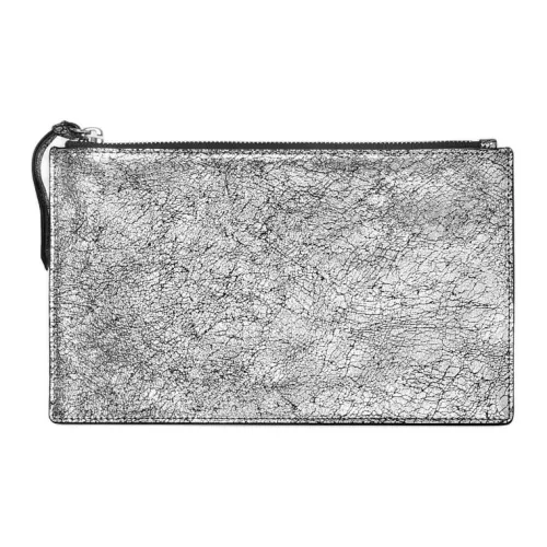 REBECCA MINKOFF Кожаный клатч большой женский серебряный