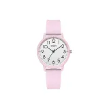 Розовый корпус, белый циферблат, розовый ремешок
