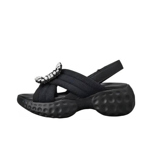 Roger Vivier Run Light Strass Пляжные сандалии Женские Черный