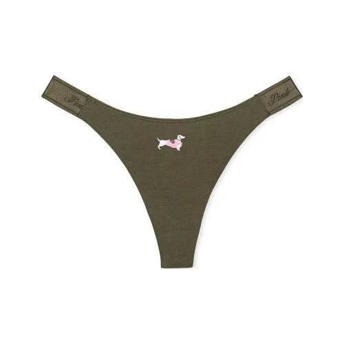 Victoria's Secret Розовый логотип Хлопок HIGH Нога Стринг PANTY CONWDG Нижнее белье Женские 1 шт Зеленый