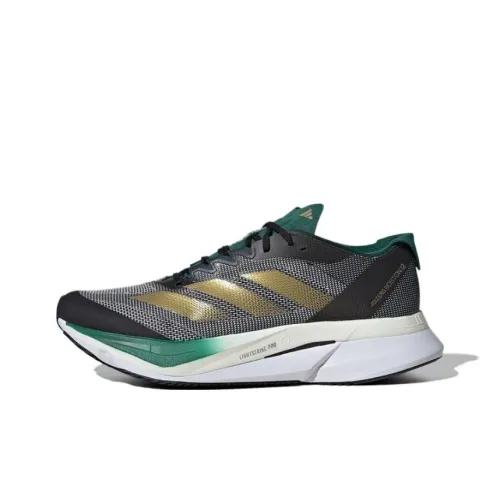 Adidas Adizero Boston 12 Устойчивый к истиранию Низкий Топ Тренировочная Обувь для Бега на длинные дистанции Мужская Серый Черный Зеленый