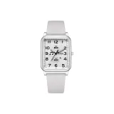 Белый корпус, белый циферблат, серый ремешок