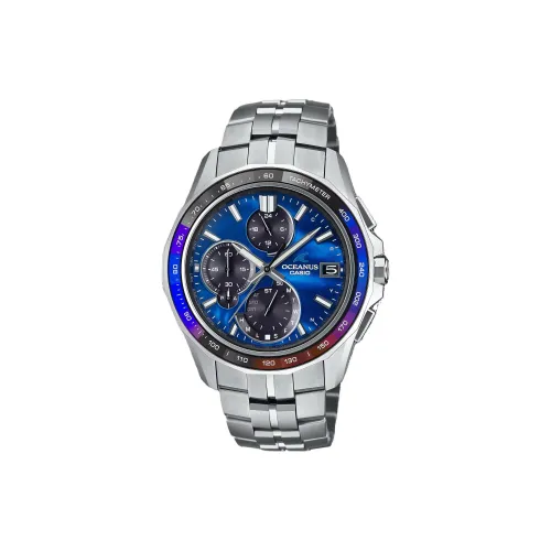 CASIO Manta S7000 Collection Солнечный Кварцевый Механизм Титан Ремешок Часы Мужские Синий Циферблат